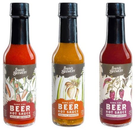 Selection of three beer hot sauces from Swag Brewery