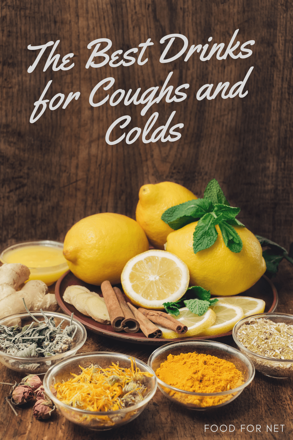 A selection of fresh lemons, ginger and other spices on a table