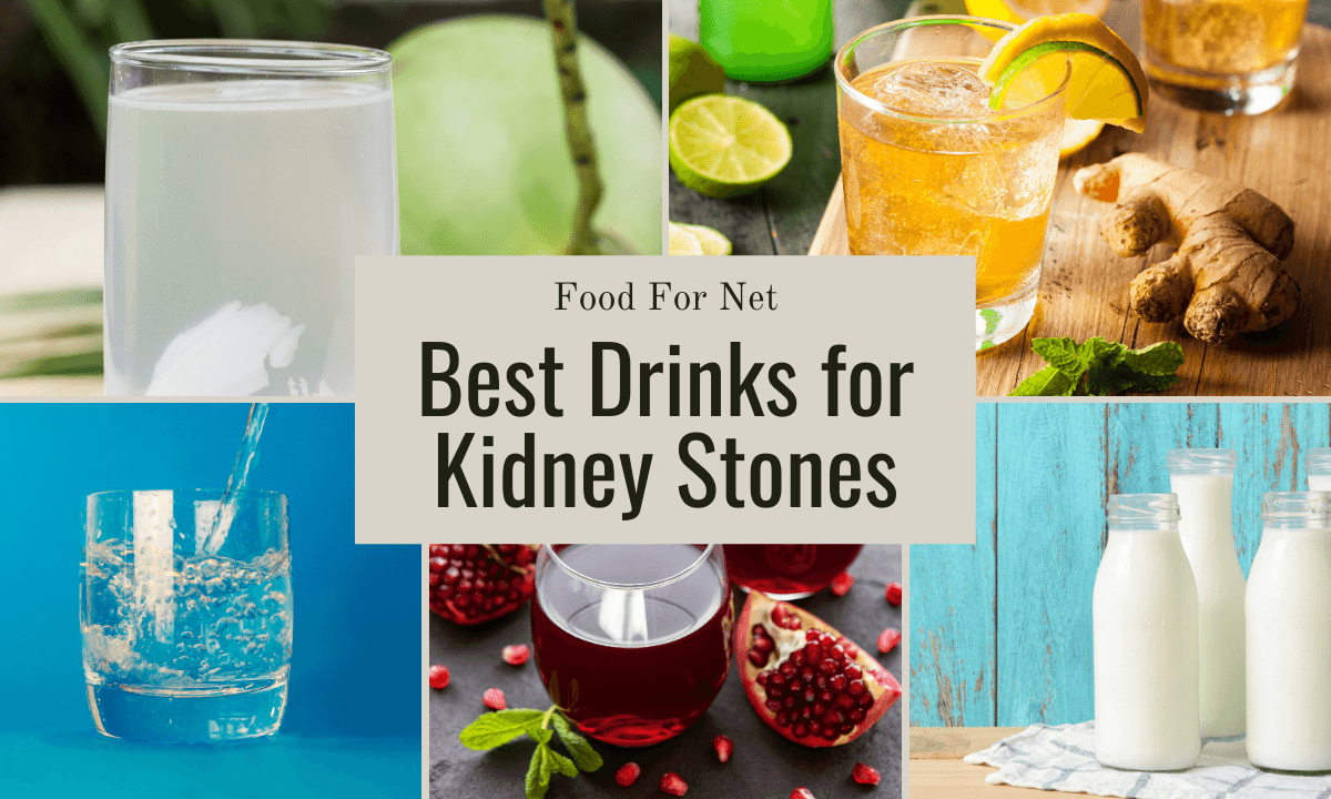 Various types of drinks for kidney stones, including milk, coconut water, and regular water