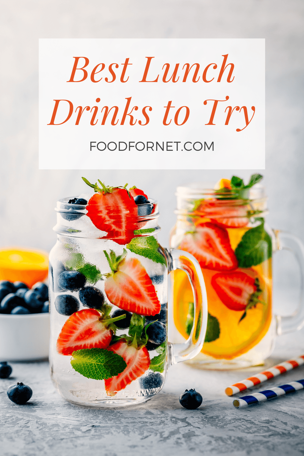 Two mason jar mugs with fruit to make infused water