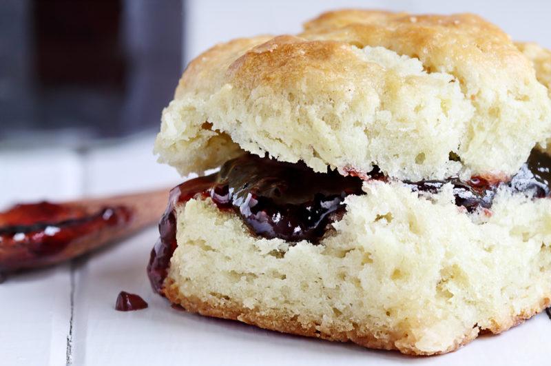 Homemade biscuits with jam