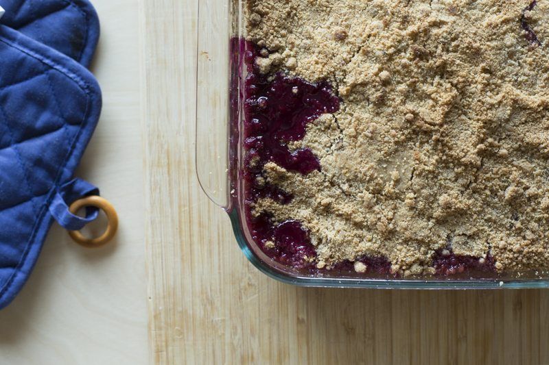 Blueberry Peach Crumble Done Baked Detail