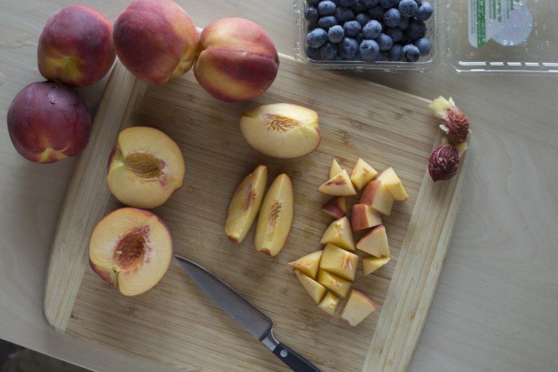 Blueberry Peach Crumble Knife Prep Cutting Board