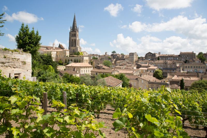 Bordeaux France with a vineyard