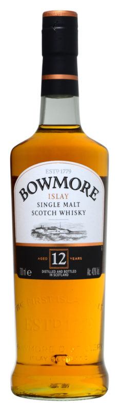 Bowmore 12 bottle on white background