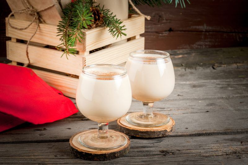 Two brandy milk cocktails in glasses