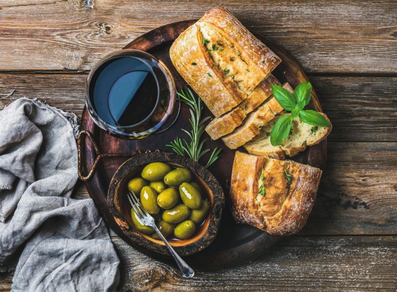 ancient greek bread and wine