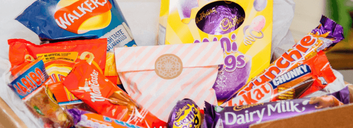 A selection of candy arrayed inside a box