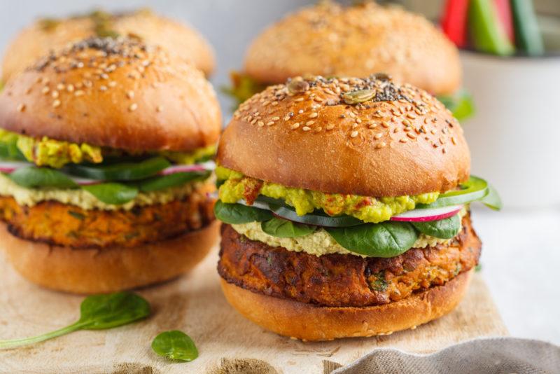 Four vegan burgers that use beans and other vegetables as the ingredients