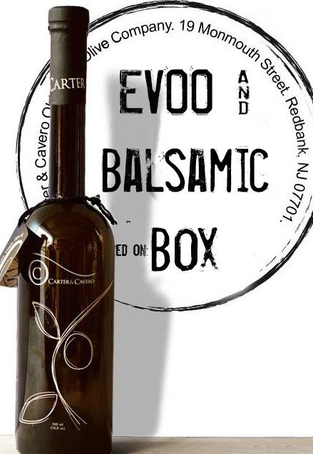 Balsamic vinegar against a logo