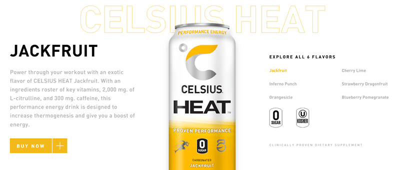 Celsius Heat | Food For Net A website screenshot for Celsius Heat