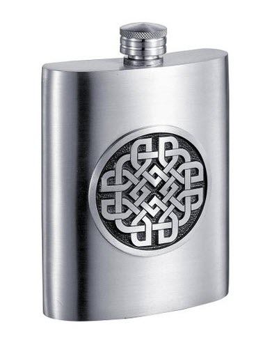 Celtic Design Pewter Flask | Food For Net Stainless steel flask with a Celtic pattern