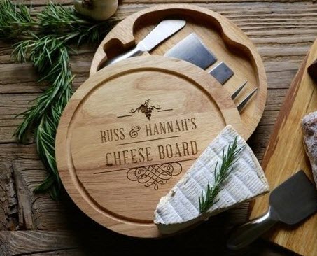 Cheese-Set-With-Cutting-Board | Food For Net Round cutting board with cheese tools