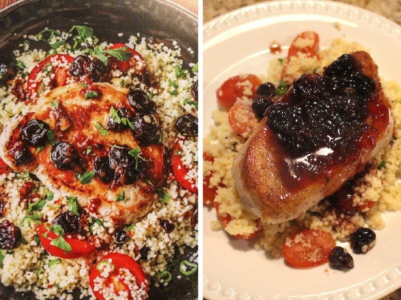 Cherry-Drizzled Pork Chops with Couscous Salad