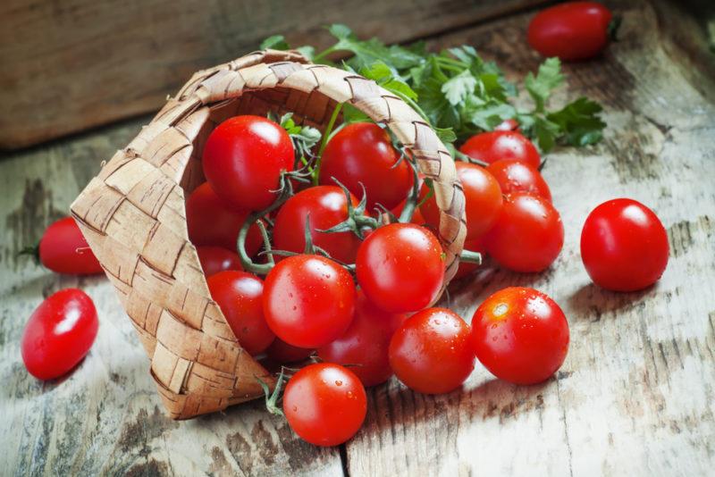 A basket of cherry tomatoes