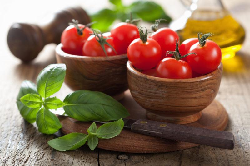 Two bowls of cherry tomatoes