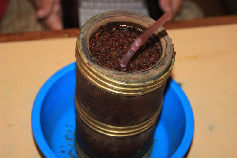 A traditional container filled with Chhaang or Chang