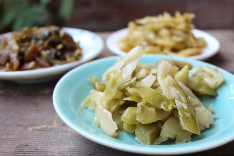 Three types of Chinese pickles on plates