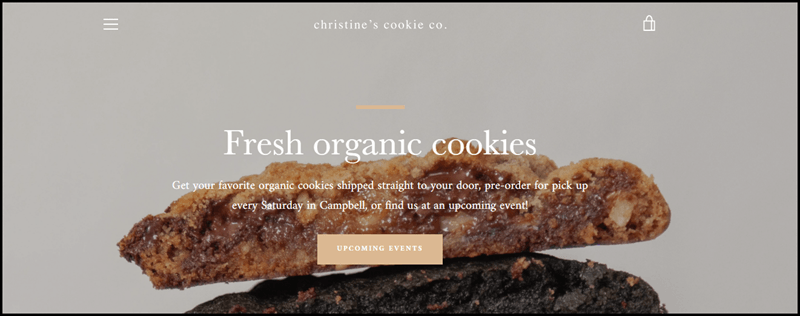 Christine’s Cookie Co. website screenshot