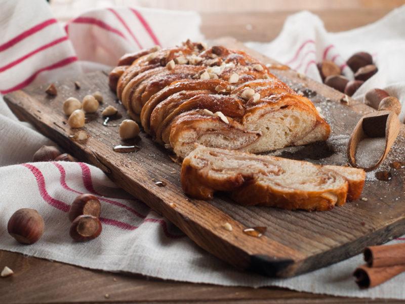 Sliced cinnamon loaf on a table