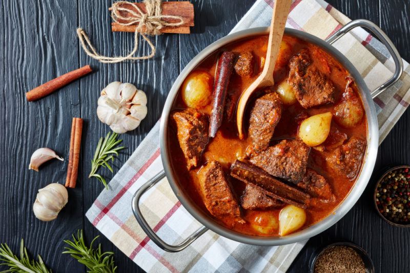 A rich beef stew containing cinnamon