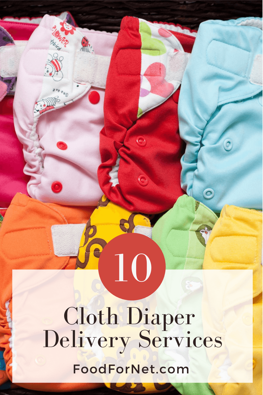 Folded cloth diapers in a selection of different colors