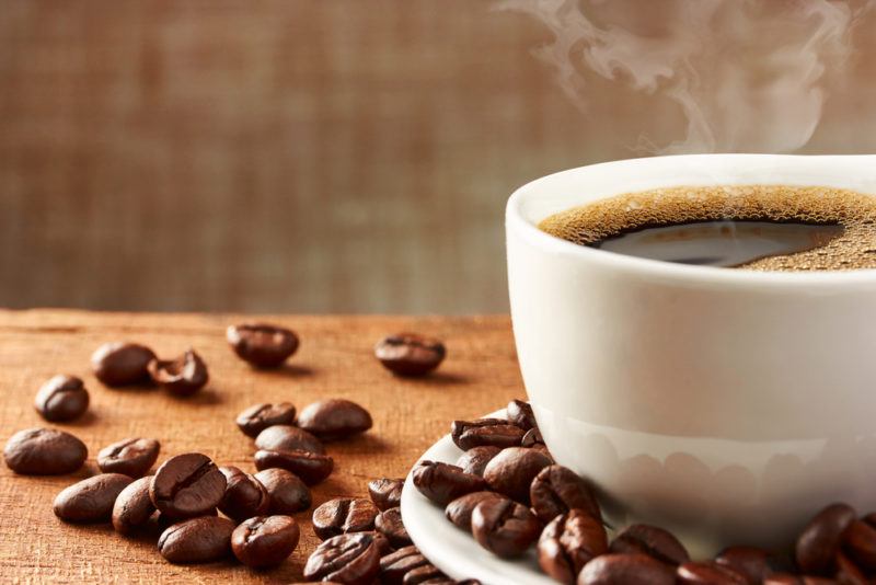 A mug of coffee on a table