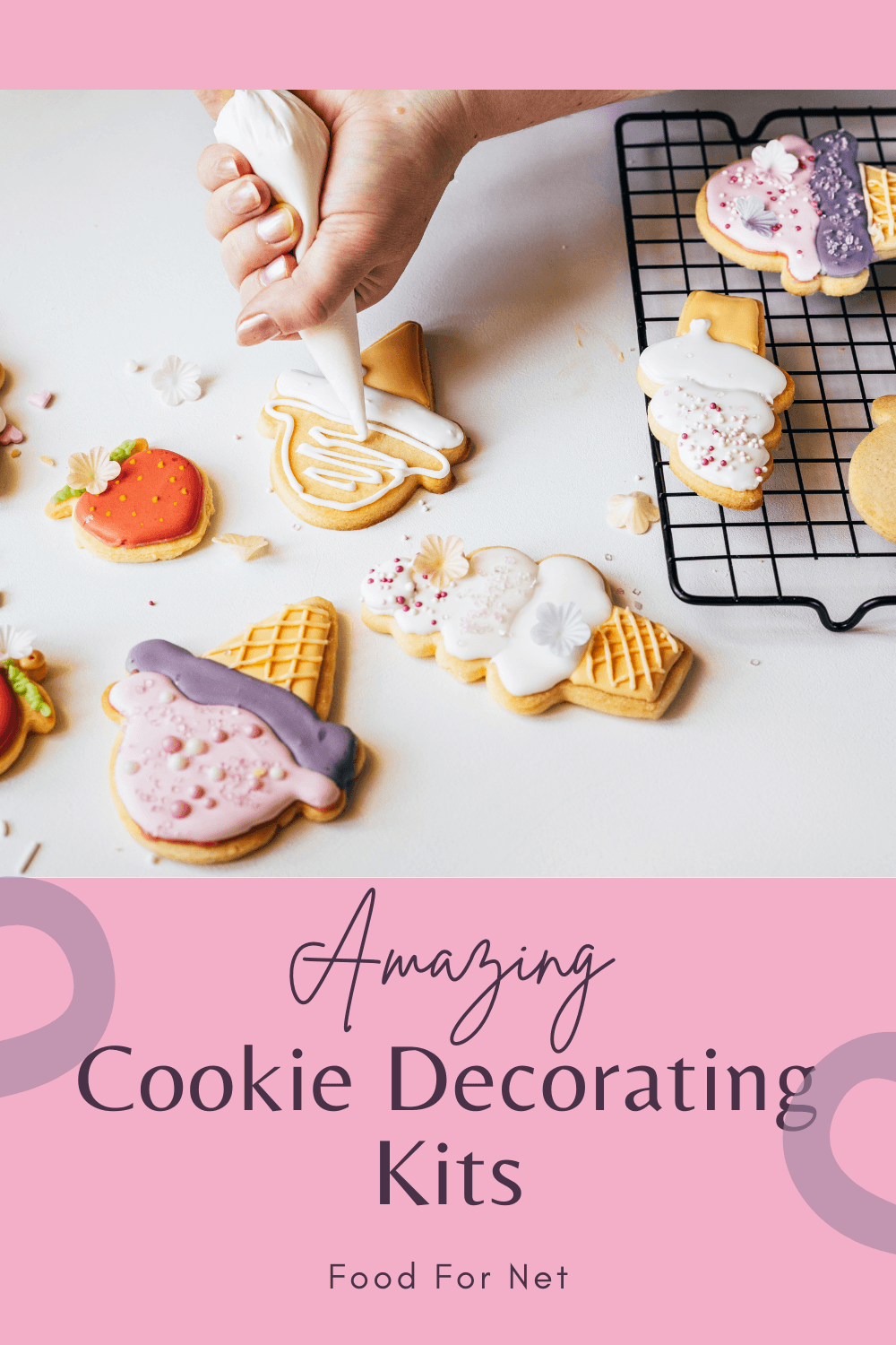 Someone making homemade cookies using cookie decorating kits