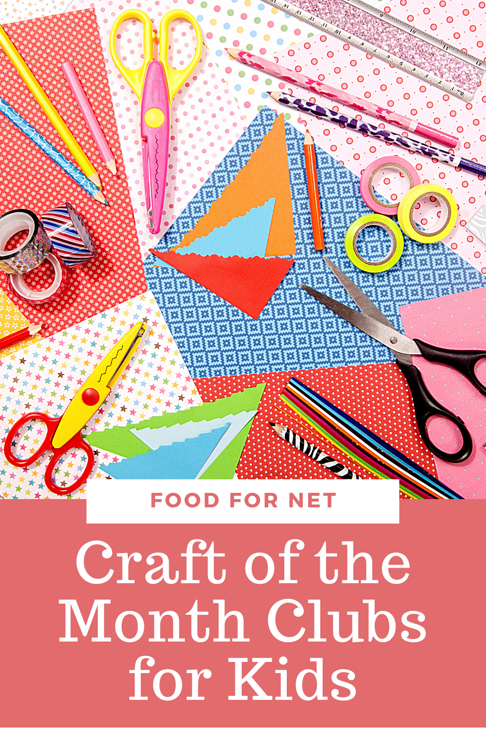 A selection of craft supplies, including paper, pencils and scissors