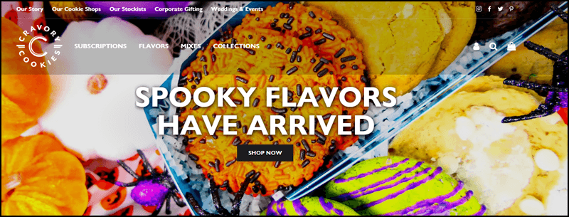 Cravory Cookies website screenshot