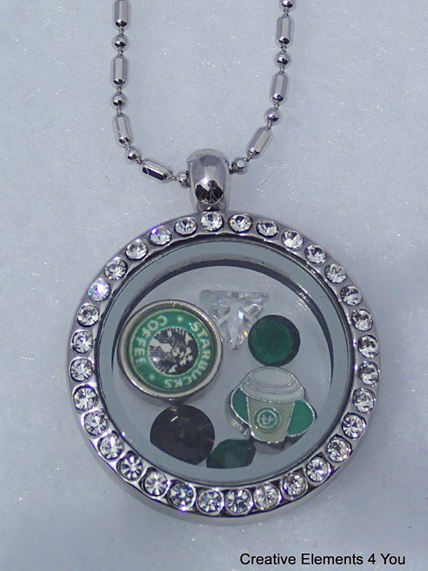 OLYMPUS DIGITAL CAMERA | Food For Net Crystal Glass Locket With Starbucks Inspired Charms