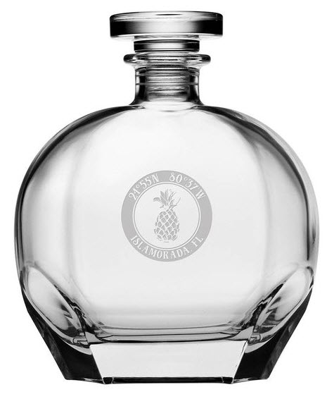 Custom Coordinates Decanter | Food For Net A rounded whiskey decanter with a pineapple engraving