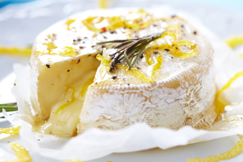 Baked camembert with a little rosemary on top