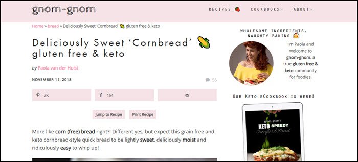 Deliciously Sweet ‘Cornbread’ | Food For Net Website screenshot from Gnom-Gnom