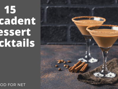 Two chocolate martinis on a table with a wall behind them