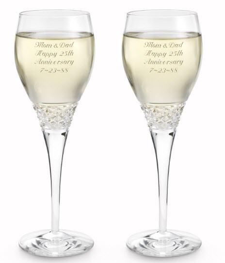 Diamond Cut Crystal Wine Set | Food For Net A pair of white wine glasses with diamond cut