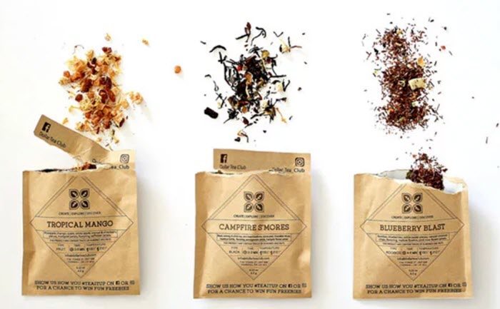 3 packets of tea with various ingredients