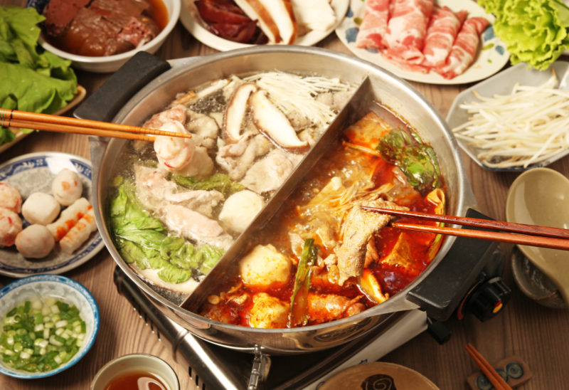 Double-flavor-hot-pot-on-the-table
