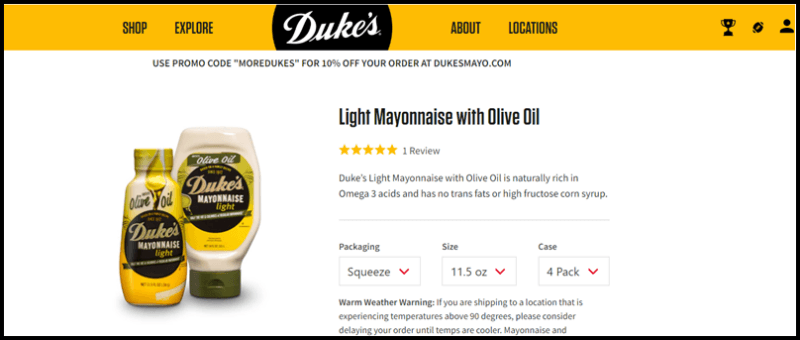 Duke’s light mayonnaise with olive oil