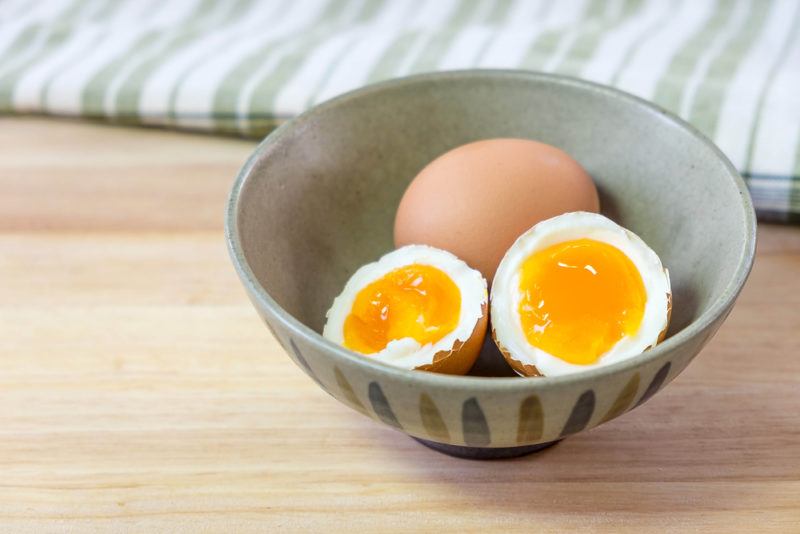 A ceramic bowl of eggs