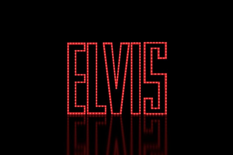 The word Elvis written in LED lights