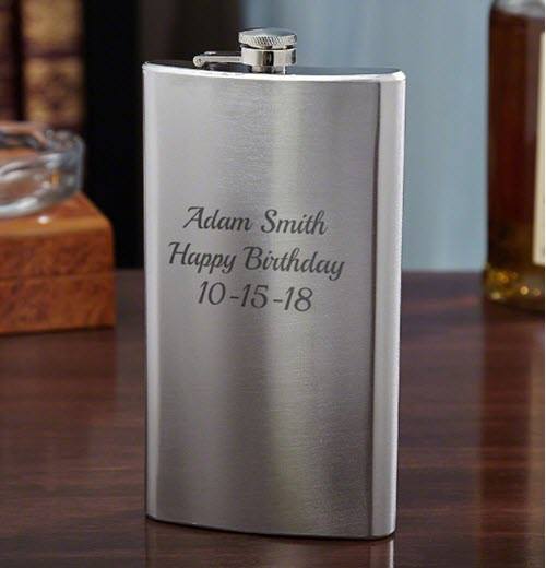 Engraved Stainless Steel Flask | Food For Net Large engraved stainless steel flask
