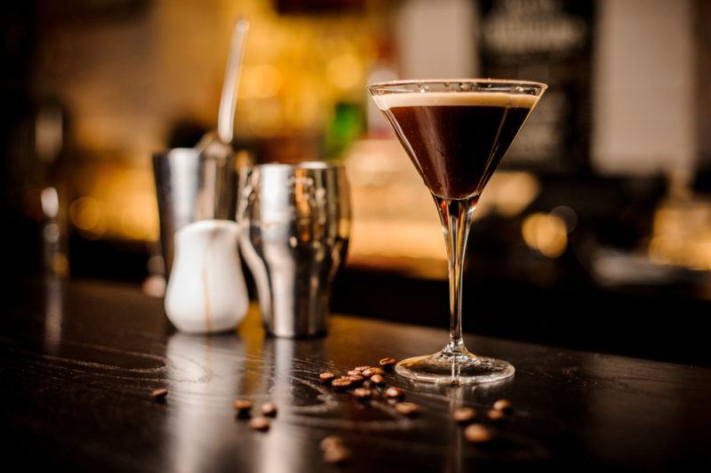 An espresso martini in a glass