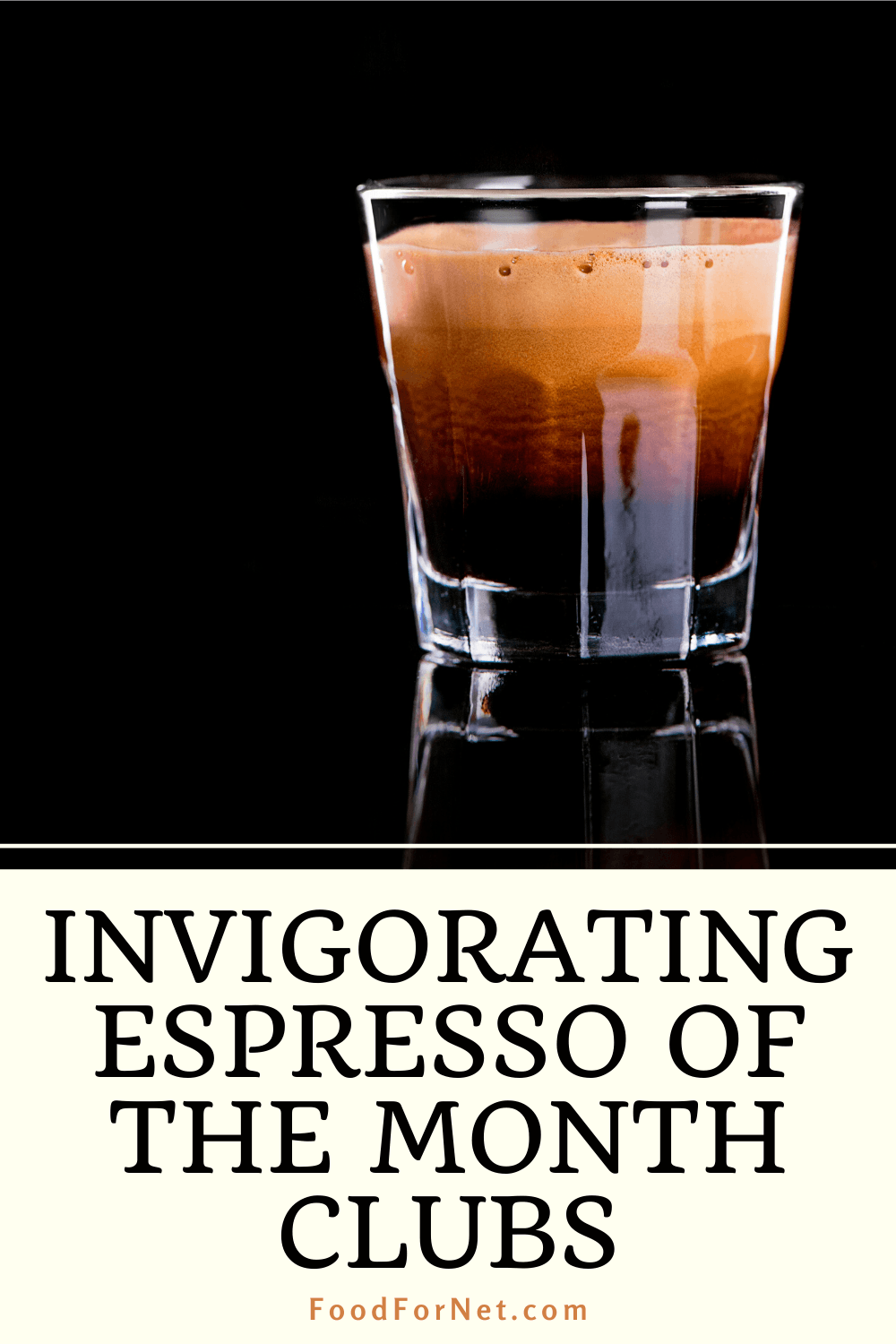 A cup of espresso with milk against a black background