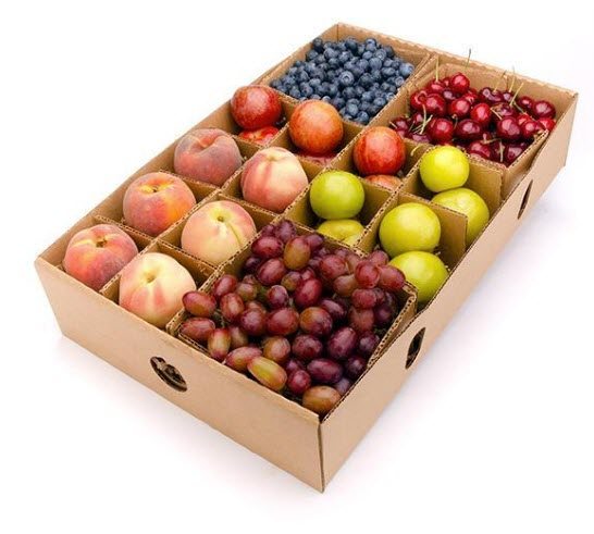 A section boxed with plenty of fruit