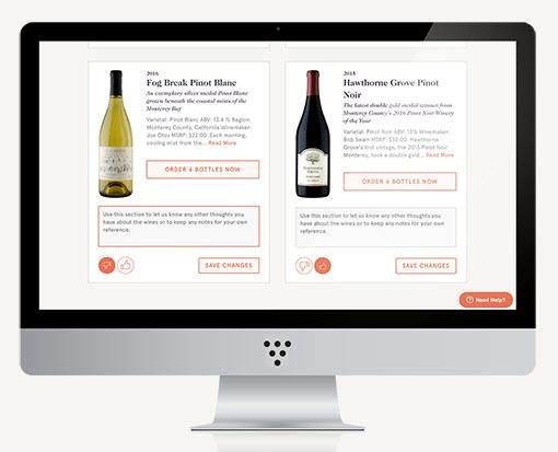 A computer screen with 2 wines and reviews