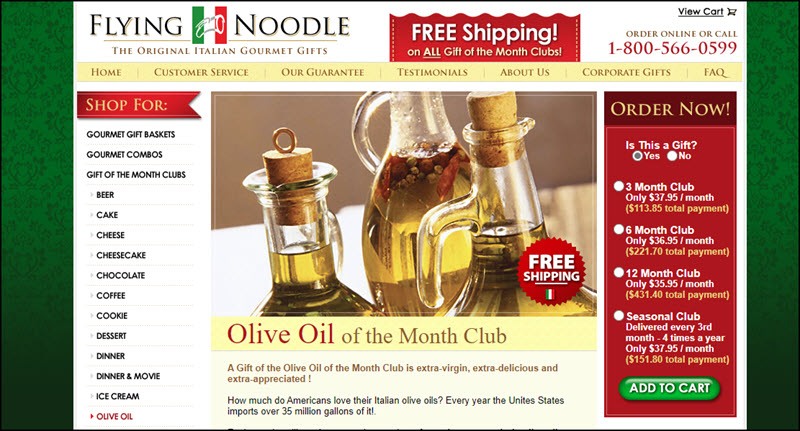 Screenshot of Flying Noodle Olive Oil Of The Month Club