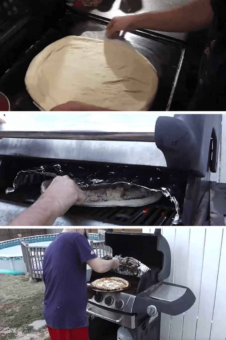 3 steps to using foil and a pizza baking pan to make your gas grill into an extra hot pizza oven