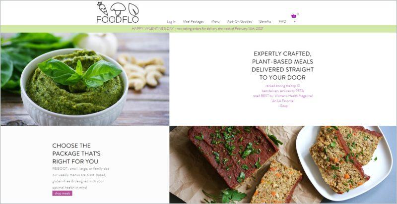 screenshot of Foodflo homepage