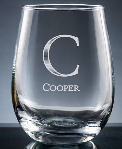Fortaleza Stemless Wine Glass | Food For Net Wine glass with a C and Cooper